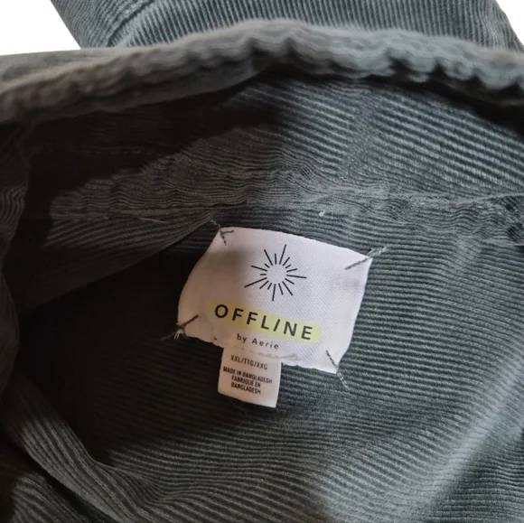 Aerie Offline Corduroy 1/2 Zip Pullover Forest Green, Size XXL - Picture 5 of 11